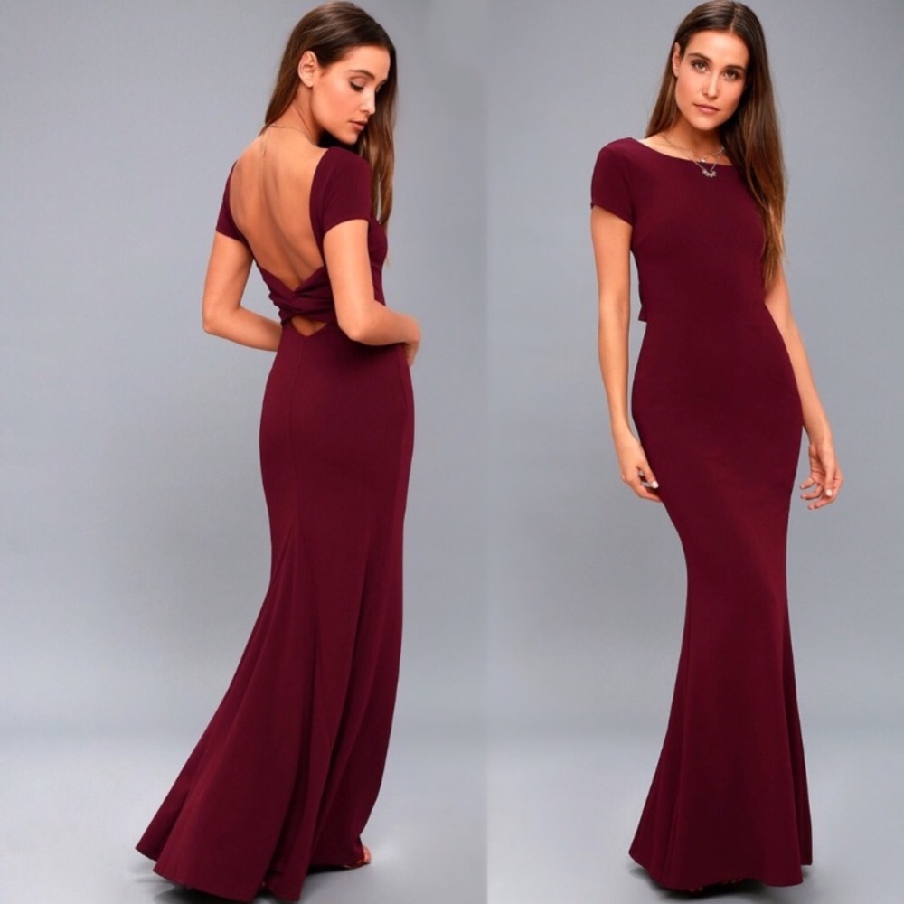 Lulus Burgundy Backless Endless Love Maxi Dress